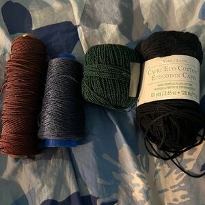 Misc  Yarn Bundle - Black, Green, Blue, Brown